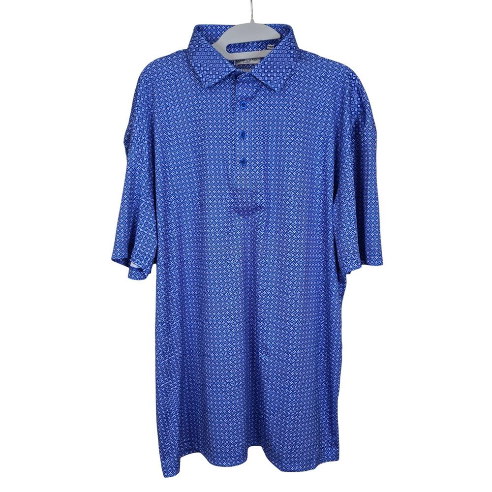 Men's Collars and Co Blue "Dress Collar Polo" Shirt Blue & Pink Pattern  Size XL